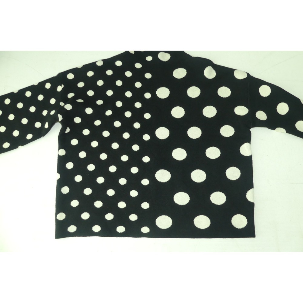 Yolly Italy Womens Polka Dot Mock Neck Sweater Black White M/L Boxy Casual